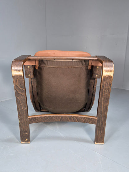 Vintage Skippers Apollo Brown Leather Bentwood Lounge Chair Danish EB9306 MBEN - UKDK FURNITURE