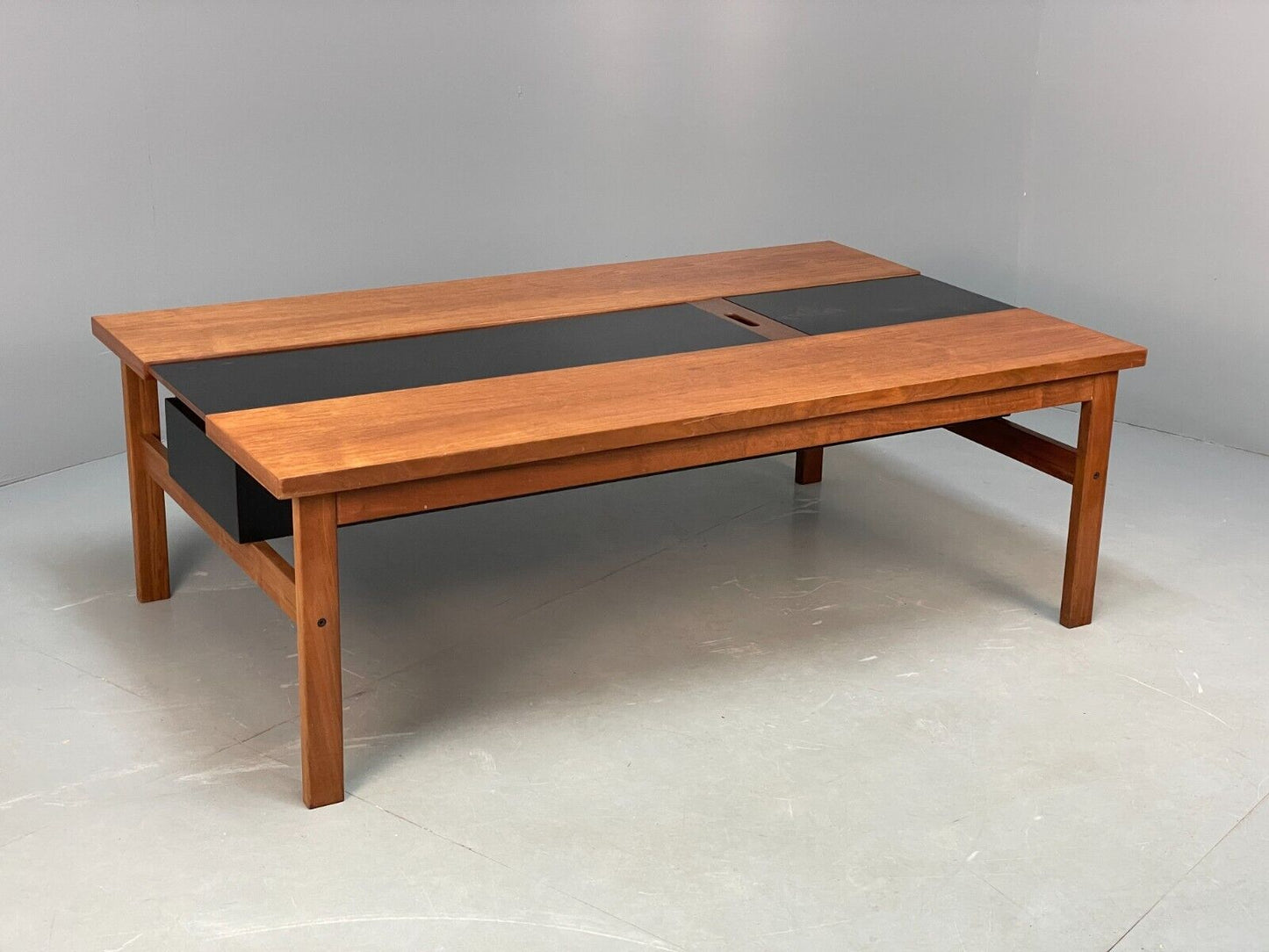 Vintage Danish Teak Coffee Table Extending Storage Black Melamine EB8710 MWOO - UKDK FURNITURE