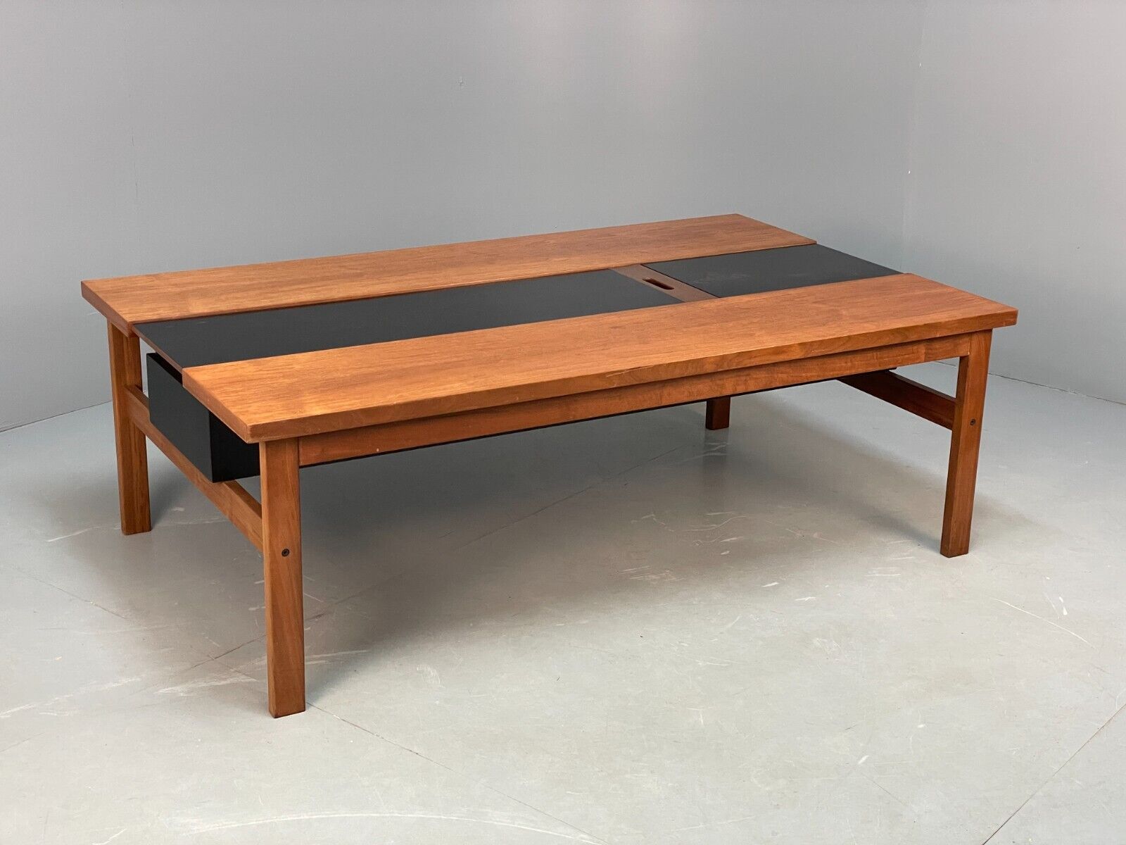 Vintage Danish Teak Coffee Table Extending Storage Black Melamine EB8710 MWOO - UKDK FURNITURE