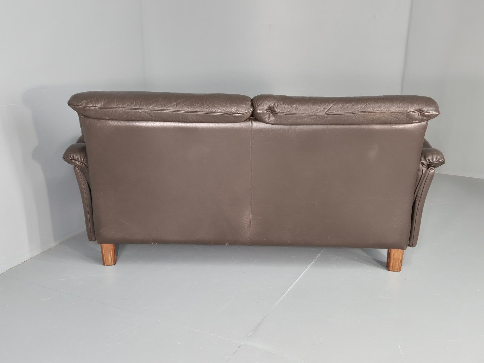 Vintage 2 Seater Sofa Danish Brown Leather Mid Century Retro 1970s EB11929a M2SS16