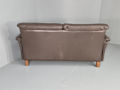 Vintage 2 Seater Sofa Danish Brown Leather Mid Century Retro 1970s EB11929a M2SS16