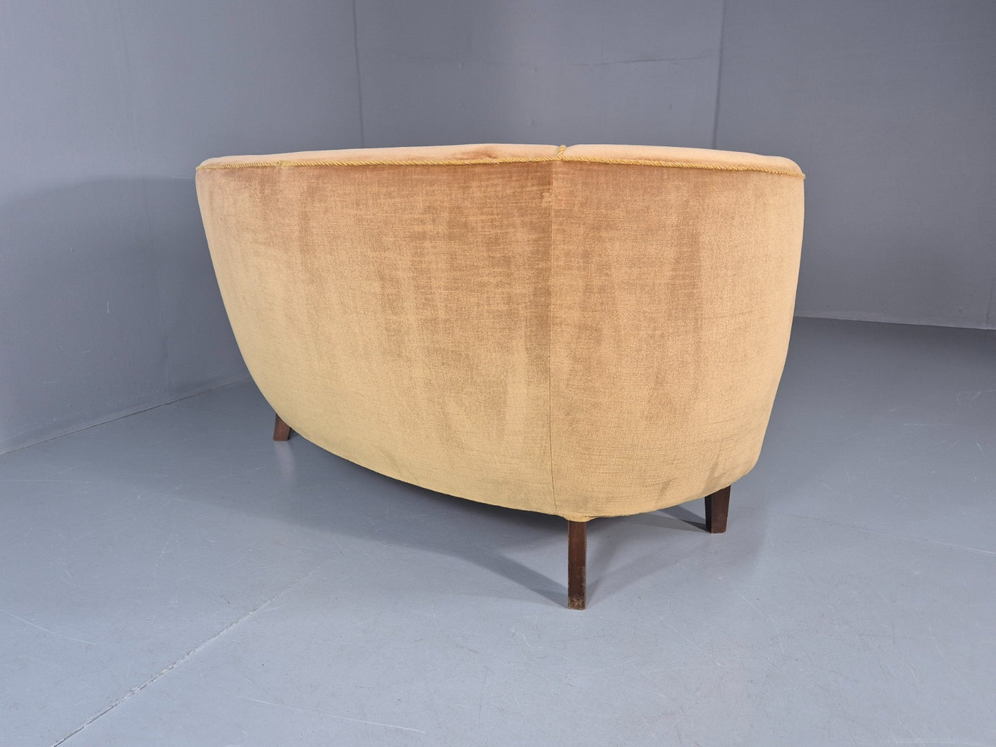 Classic Two Seater Danish Curved Banana Sofa 1930s Art Deco Gold  EB10791 M2SS11