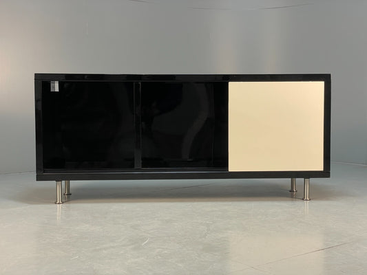 Modern Gloss Black Media Unit Sideboard With Metal Legs EB8660 MWOO - UKDK FURNITURE