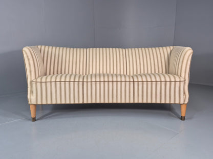 Three Seater Art Deco Curved Sofa 1930s Vintage Cream Green Wool  EB10799 V3SS3