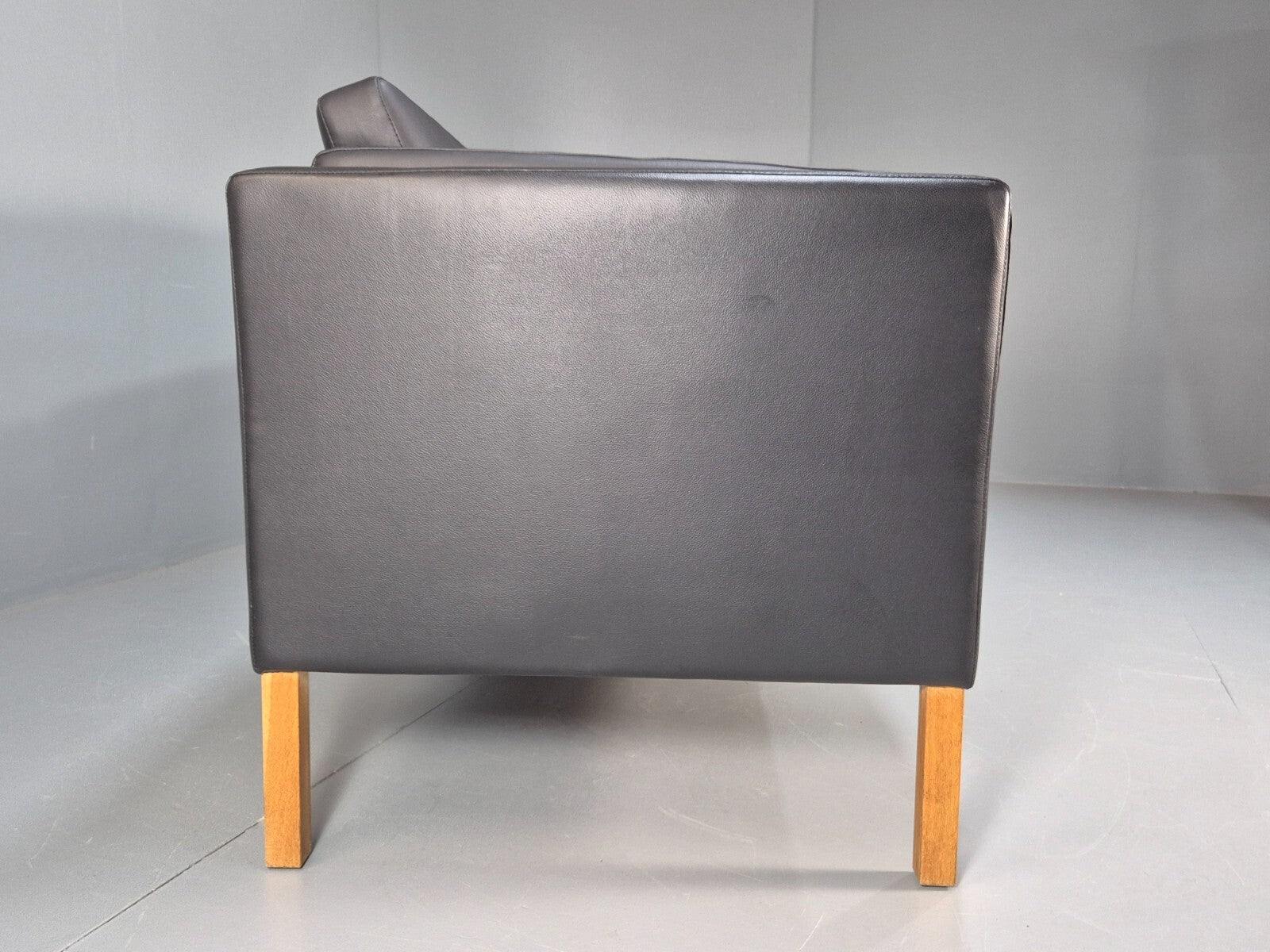 Vintage Danish Black Leather 3 Seat Sofa Retro MCM Style EB9062 M3SS - UKDK FURNITURE
