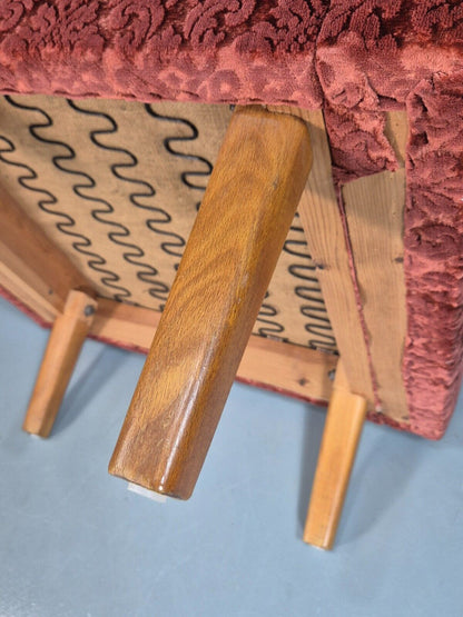Vintage Swedish Lounge Chair Purple Moquette Teak Paws 1960s Retro EB7891 MNOR - UKDK FURNITURE