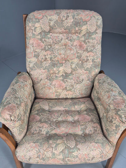 Vintage Ercol Lounge Chair Saville Model 1980s Fabric Upholstery EB9792 MNOR - UKDK FURNITURE
