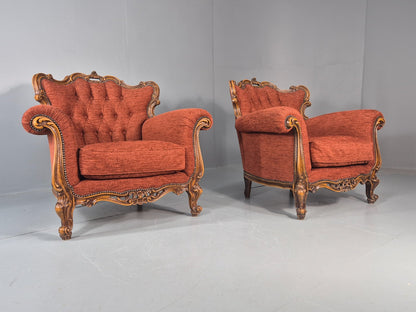 2 Vintage French Rococo Style Lounge Chairs Quality Reproduction  EB11659 VCLO18