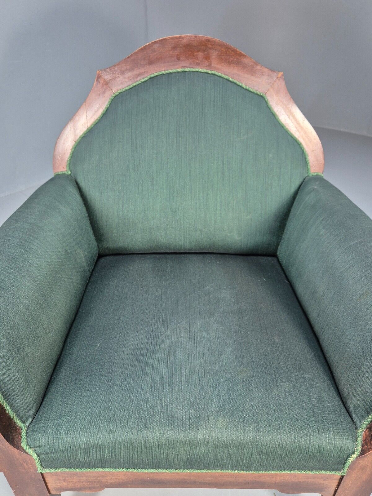 A Vintage Danish Antique Chair Green and Mahogany Shield Back 1920s EB8924 VCLO - UKDK FURNITURE