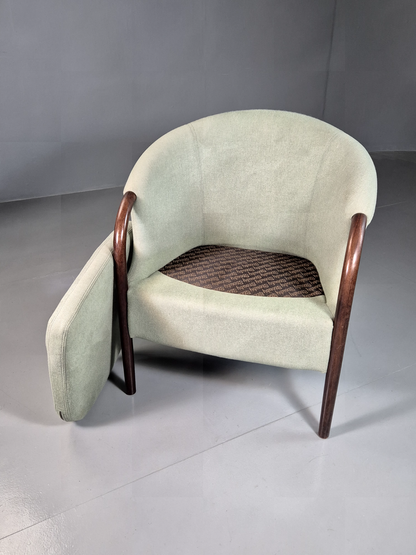 Vintage Danish Lounge Chair Green Faux Suede Stouby 1980s MCM Retro EB7185 MNOR3