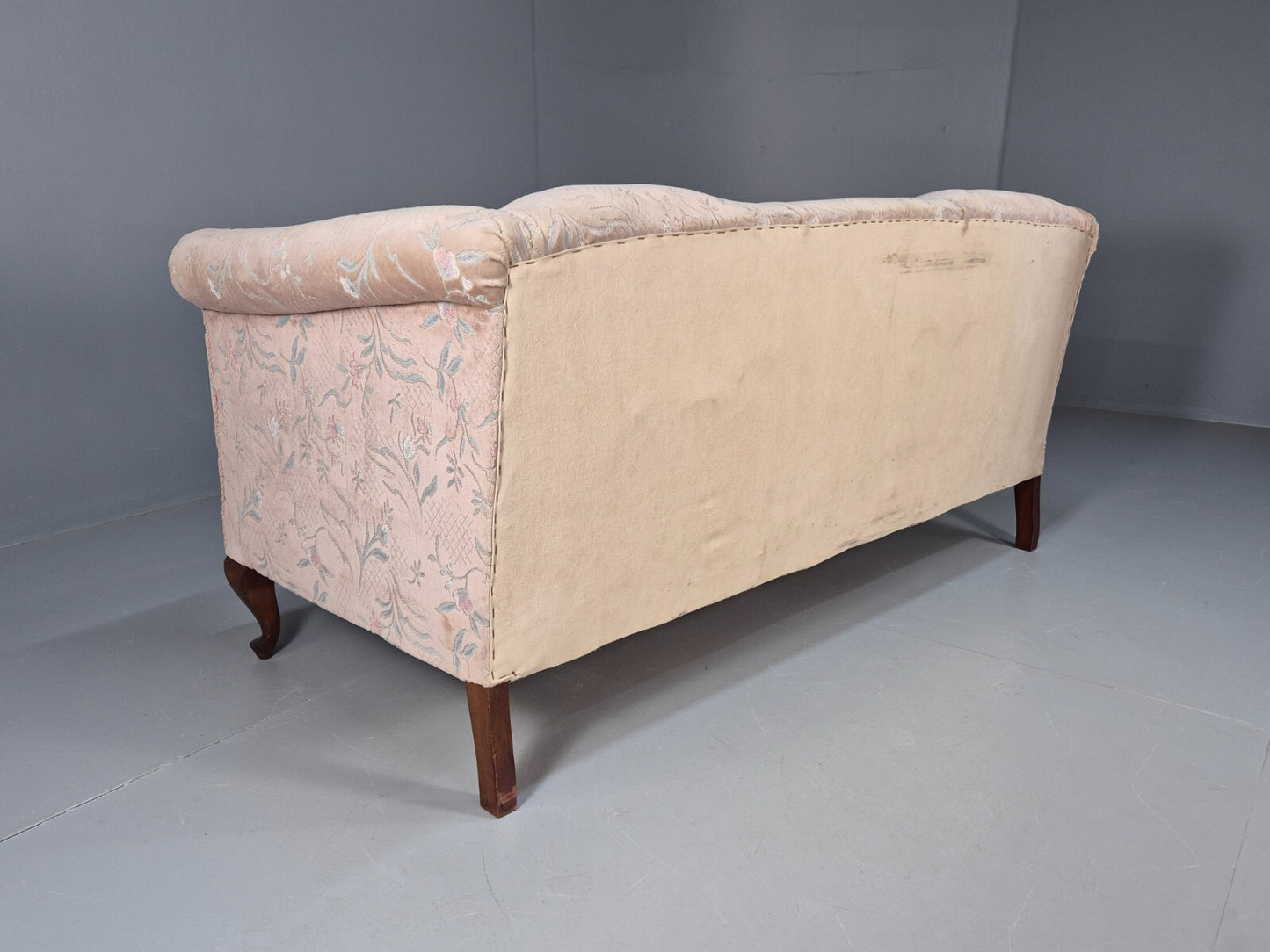 Vintage Danish Pink Cut Floral Velour Cottage Settee 1930s Antique EB9563 V3SS - UKDK FURNITURE