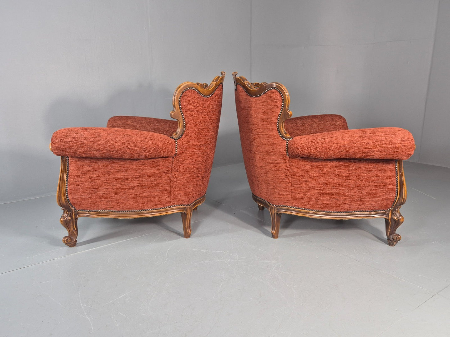 2 Vintage French Rococo Style Lounge Chairs Quality Reproduction  EB11659 VCLO11