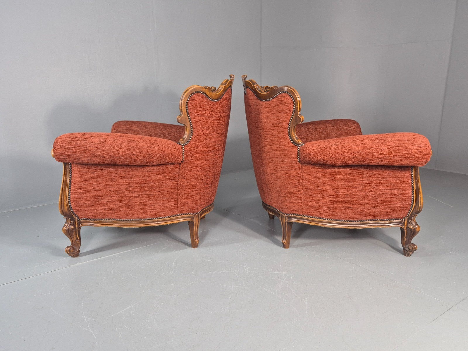 2 Vintage French Rococo Style Lounge Chairs Quality Reproduction  EB11659 VCLO11