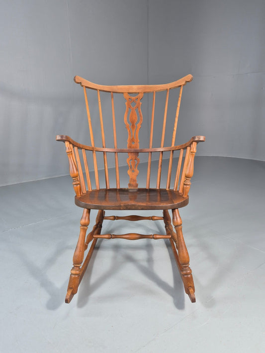Vintage Rocking Chair Danish Windsor in Beech 1930s EB10760 VWOO1