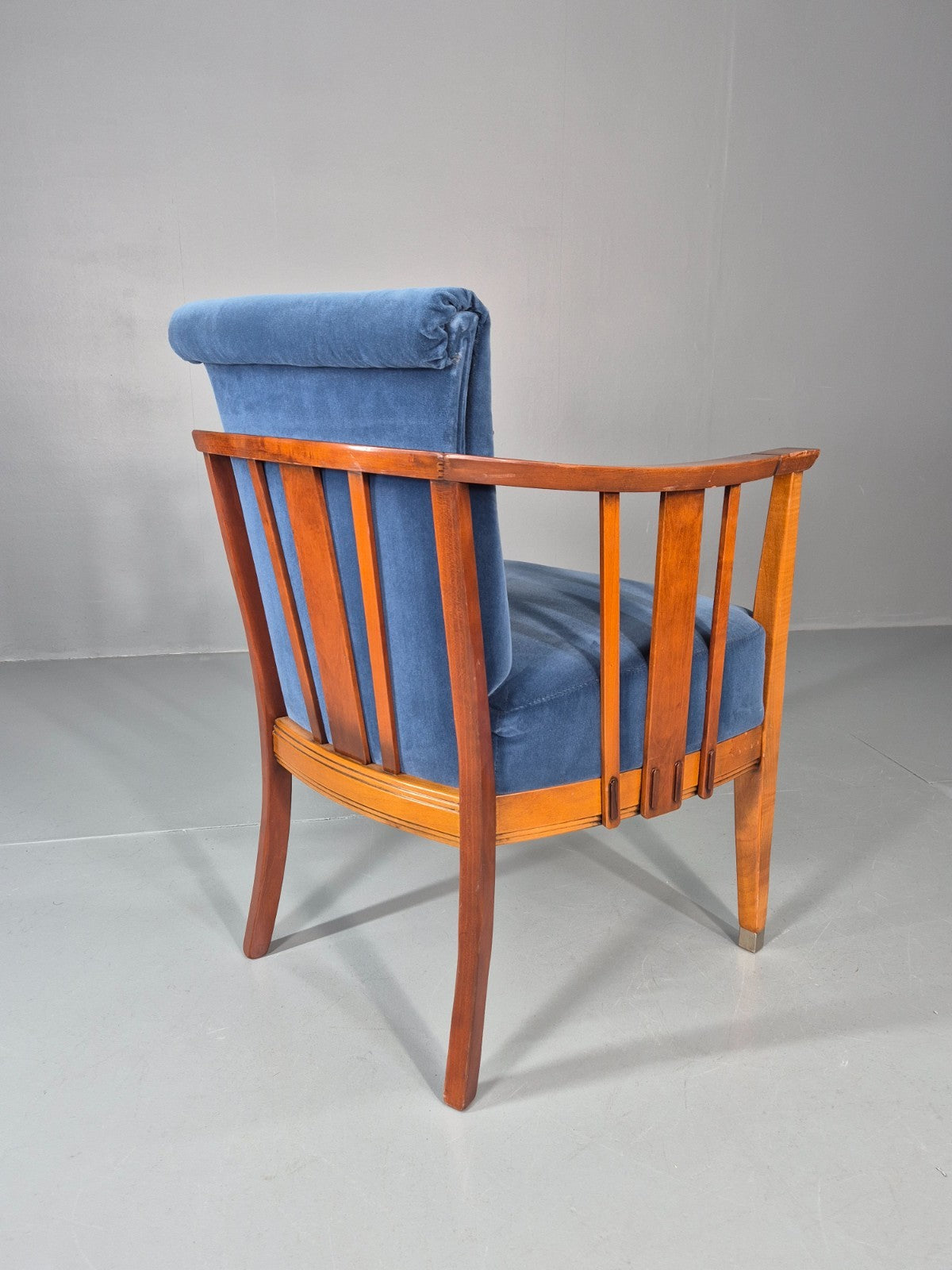 6 Art Deco Style Elbow Chairs Scandinavian Modern Blue Velvet   EB10935 VDIN7