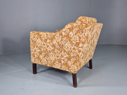 Vintage Danish 1970s Lounge Chair Floral Upholstery Mid Century EB11922 MNOR13