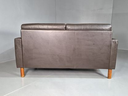 2 Seat Sofa Vintage Danish Brown Leather 1970s Retro MCM EB7314 M2SS15