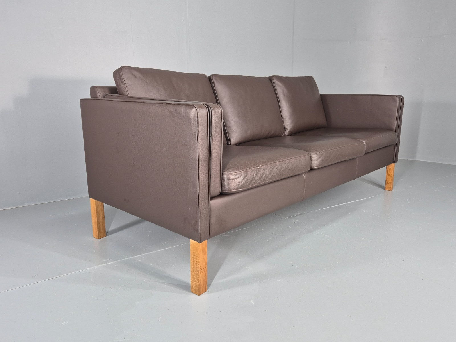 Vintage Danish 3 Seat Brown Leather Sofa Mid Century Style  Retro EB10544 M3SS10