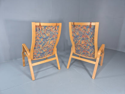 2 Vintage Bentwood Lounge Chairs Finn Ostergaard 1980s Retro MCM EB11338 MBEN11