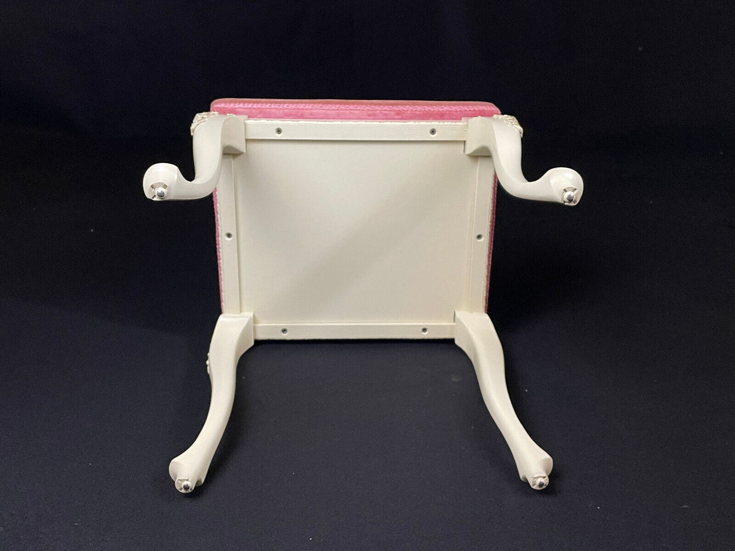 Danish Cream Footstool with Pink Velour Cushion Vintage EB4108 VWOO - UKDK FURNITURE