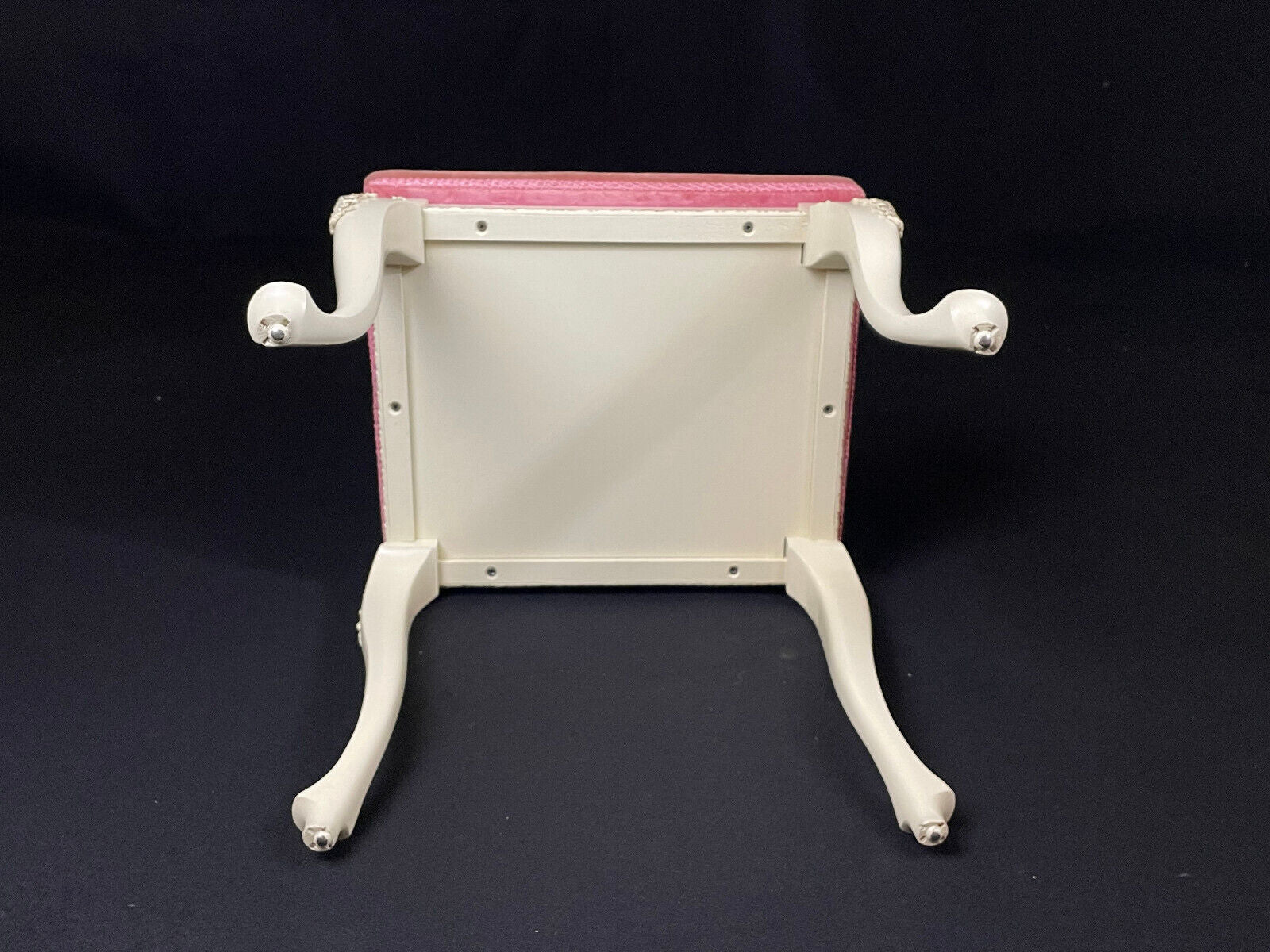 Danish Cream Footstool with Pink Velour Cushion Vintage EB4108 VWOO - UKDK FURNITURE