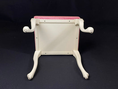 Danish Cream Footstool with Pink Velour Cushion Vintage EB4108 VWOO - UKDK FURNITURE