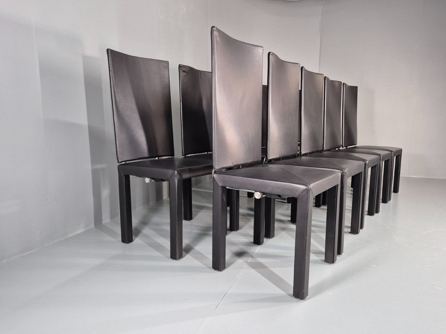 10 B&B Italia Chairs Black Leather Paolo Piva Arcalla Arcadia Range EB11470 MDIN4