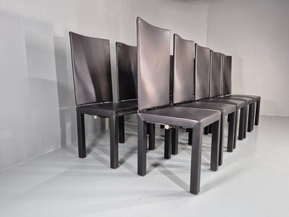 10 B&B Italia Chairs Black Leather Paolo Piva Arcalla Arcadia Range EB11470 MDIN4