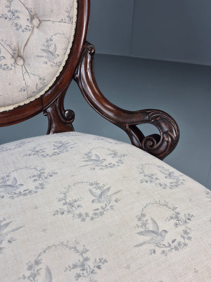 Victorian Balloon Back Nursing Chair Mahogany Carved Frame 1880s EB10989 VCAR10