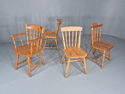 Harlequin set of 4 Vintage Pine Dining Chairs 1980s Retro EB11744 VDIN10