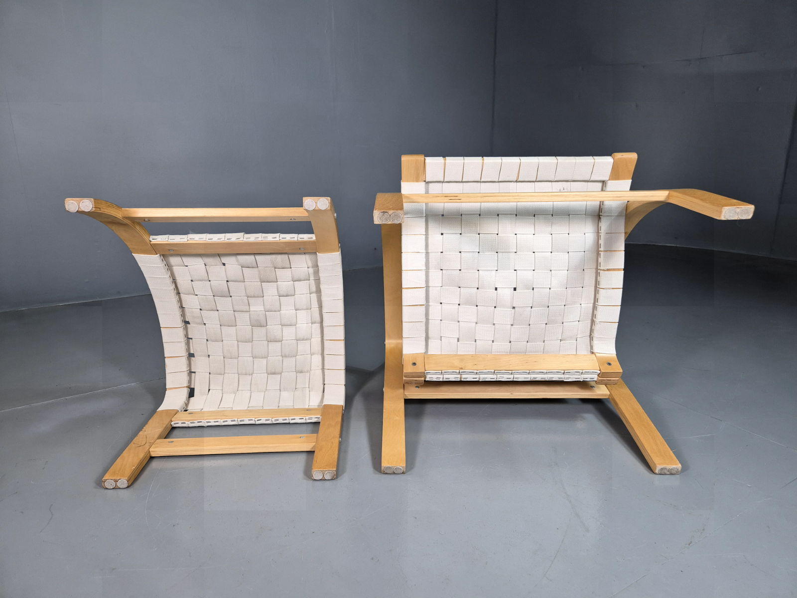 Vintage Danish Lounge Chair Footstool Canvas Bentwood Retro MCM EB7231 MBEN - UKDK FURNITURE
