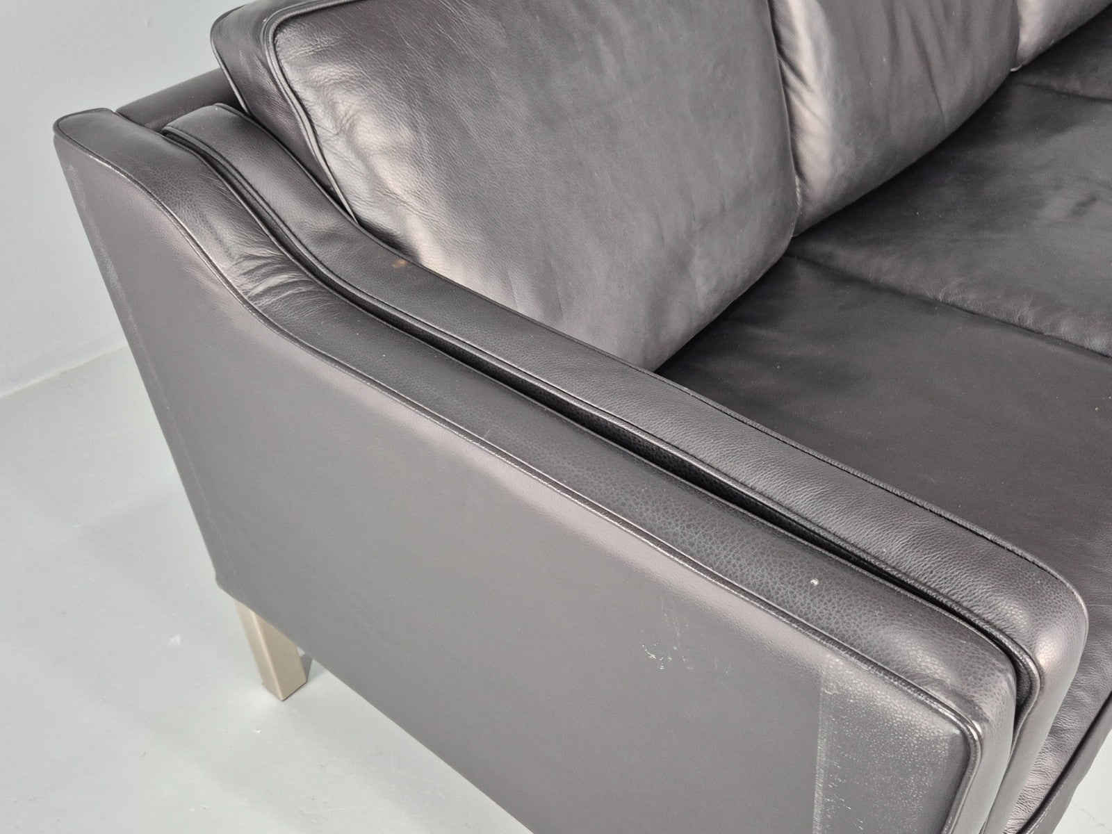 Vintage 3 Seat Sofa Danish Black Leather Mid Century Retro 1980s EB10463 M3SS12