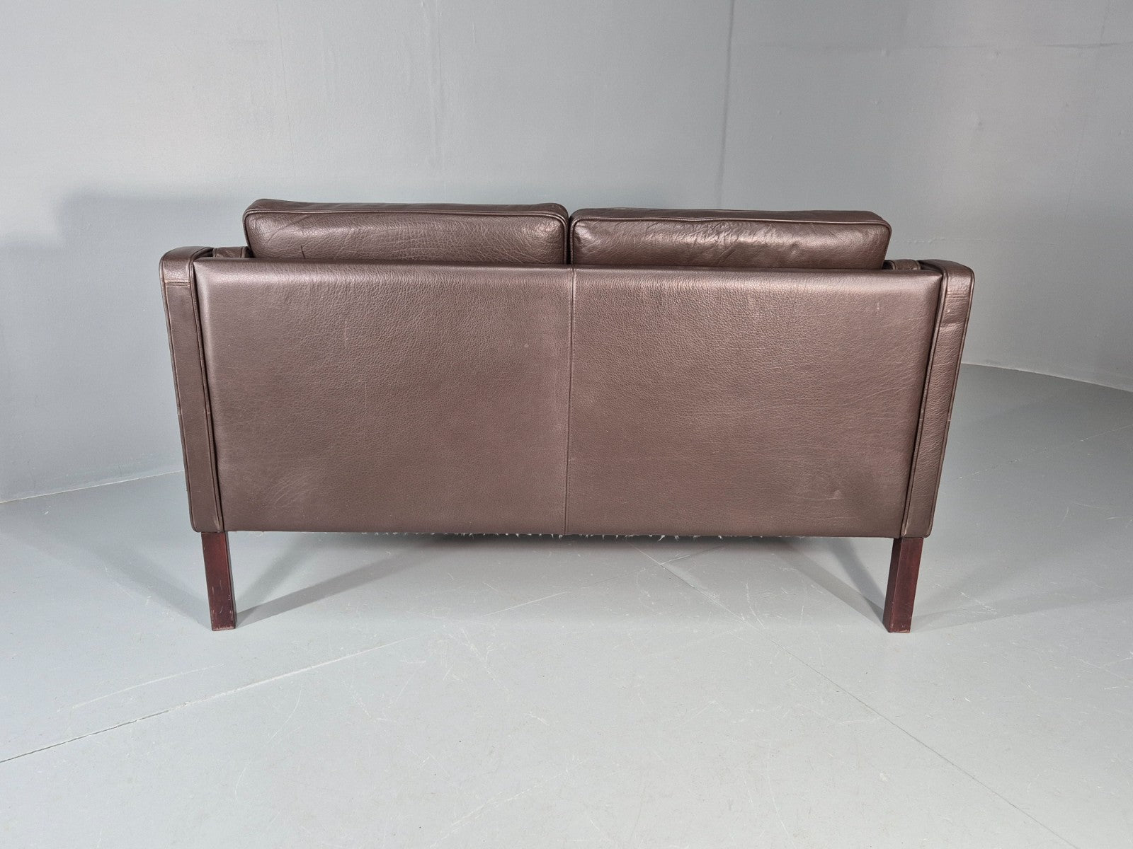 Vintage Danish 2 Seat Settee 1970s Danish Brown Leather Retro MCM EB11633 M2SS13