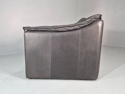 Vintage Thams Two Seater Sofa Black Leather 1980s Retro  EB11254 M2SS14