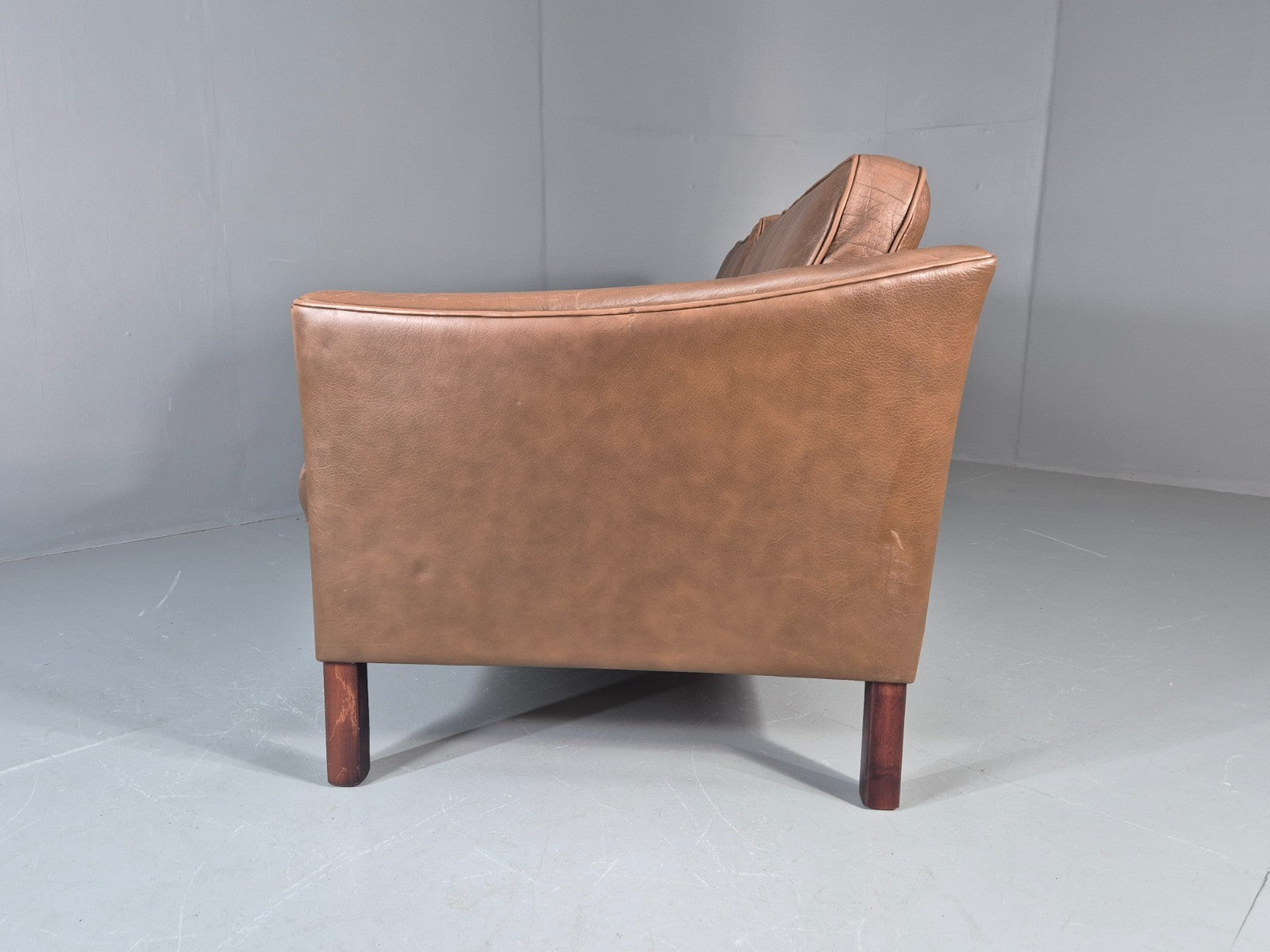 Vintage Danish 2.5 Seater Brown Leather 1970s Retro Mid Century EB11629 M3SS20