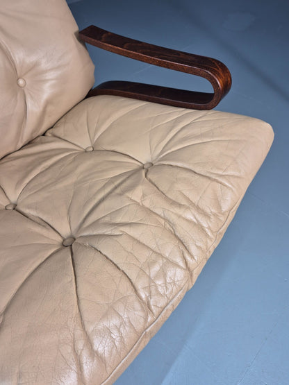 Vintage Leather Bentwood Armchair  Midcentury Norway Skyline Retro EB9912 MBEN3