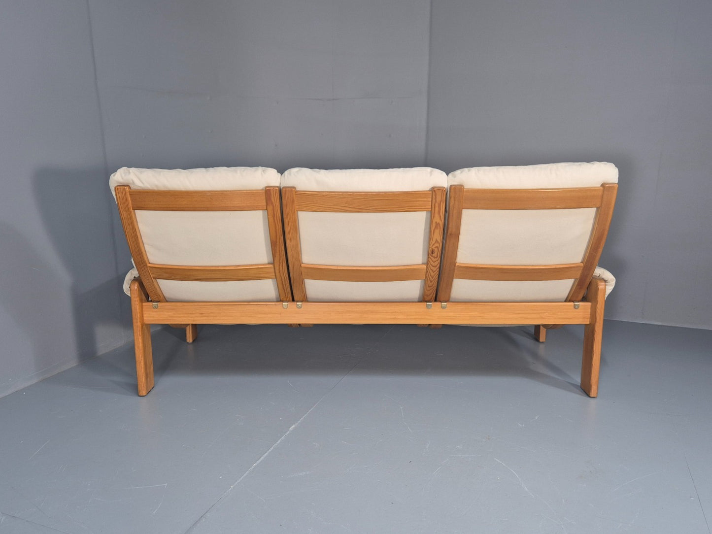 Swedese Pine Three Seater Settee  Canvas Cover Yngve Ekstrom 1970s EB10638 M3SS17