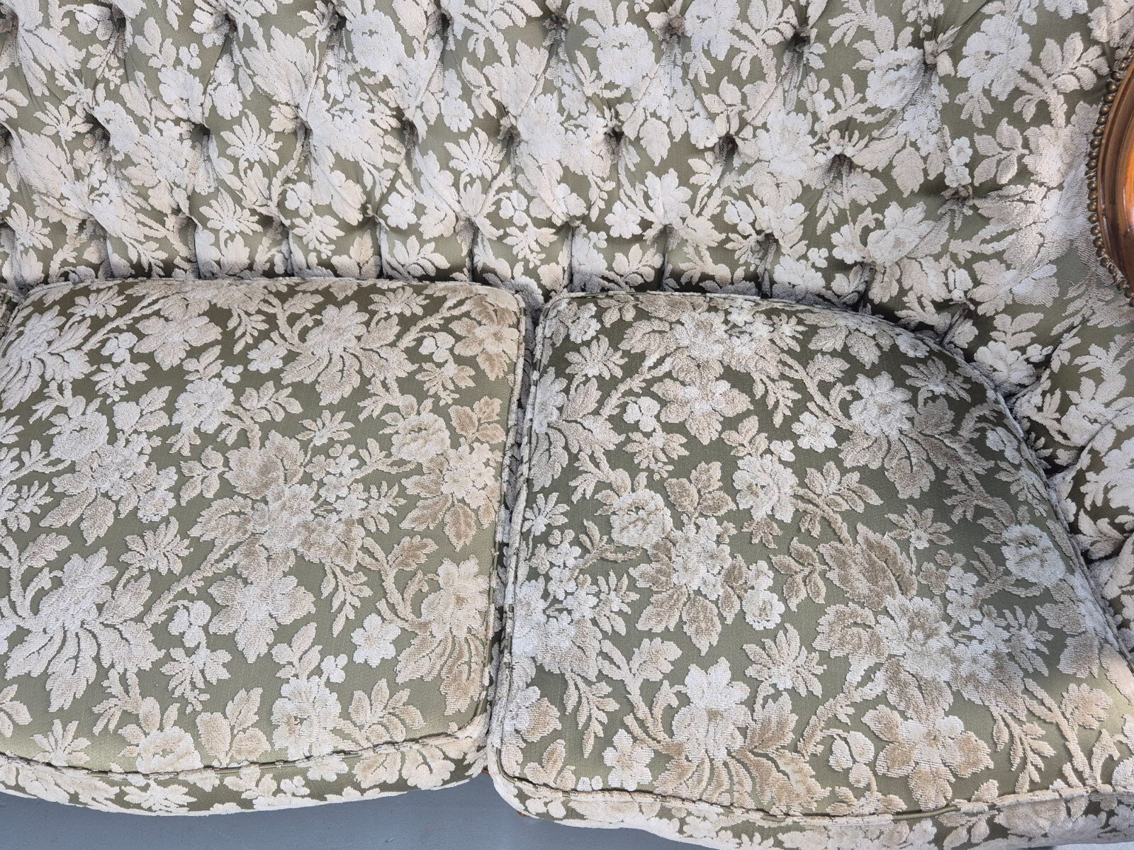 Vintage Danish Rococo Revival Floral upholstered 3 Seat Sofa EB9631 V3SS - UKDK FURNITURE