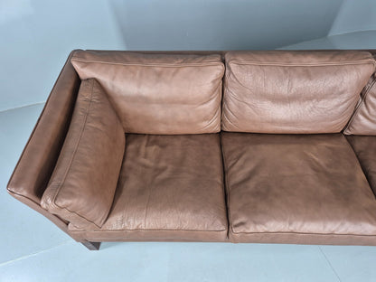 Vintage Danish 3 Seater Sofa Danish Brown Leather 1970s Retro MCM  EB10486 M3SS6
