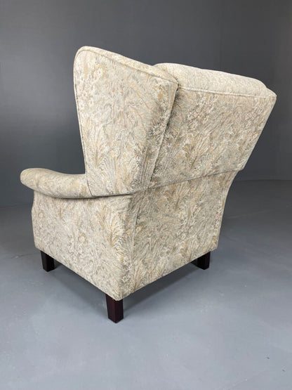 Danish Mid Century Floral Wing Back Armchair, Retro, Deco, Vintage EB4499 VCLO - UKDK FURNITURE