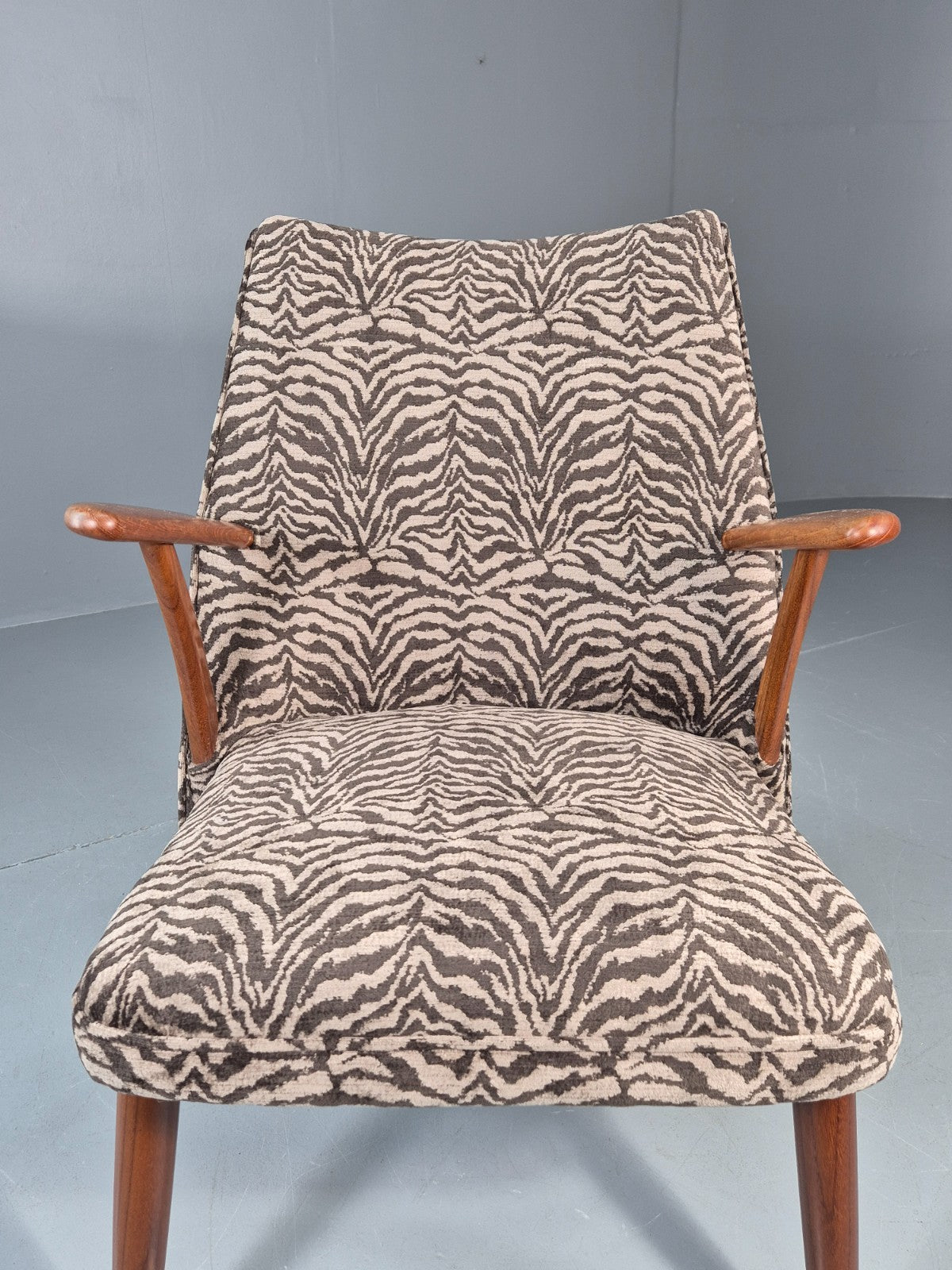 Vintage Teak Lounge Chair 1960s Danish Retro New Zebra Upholstery EB11259 MNOR12
