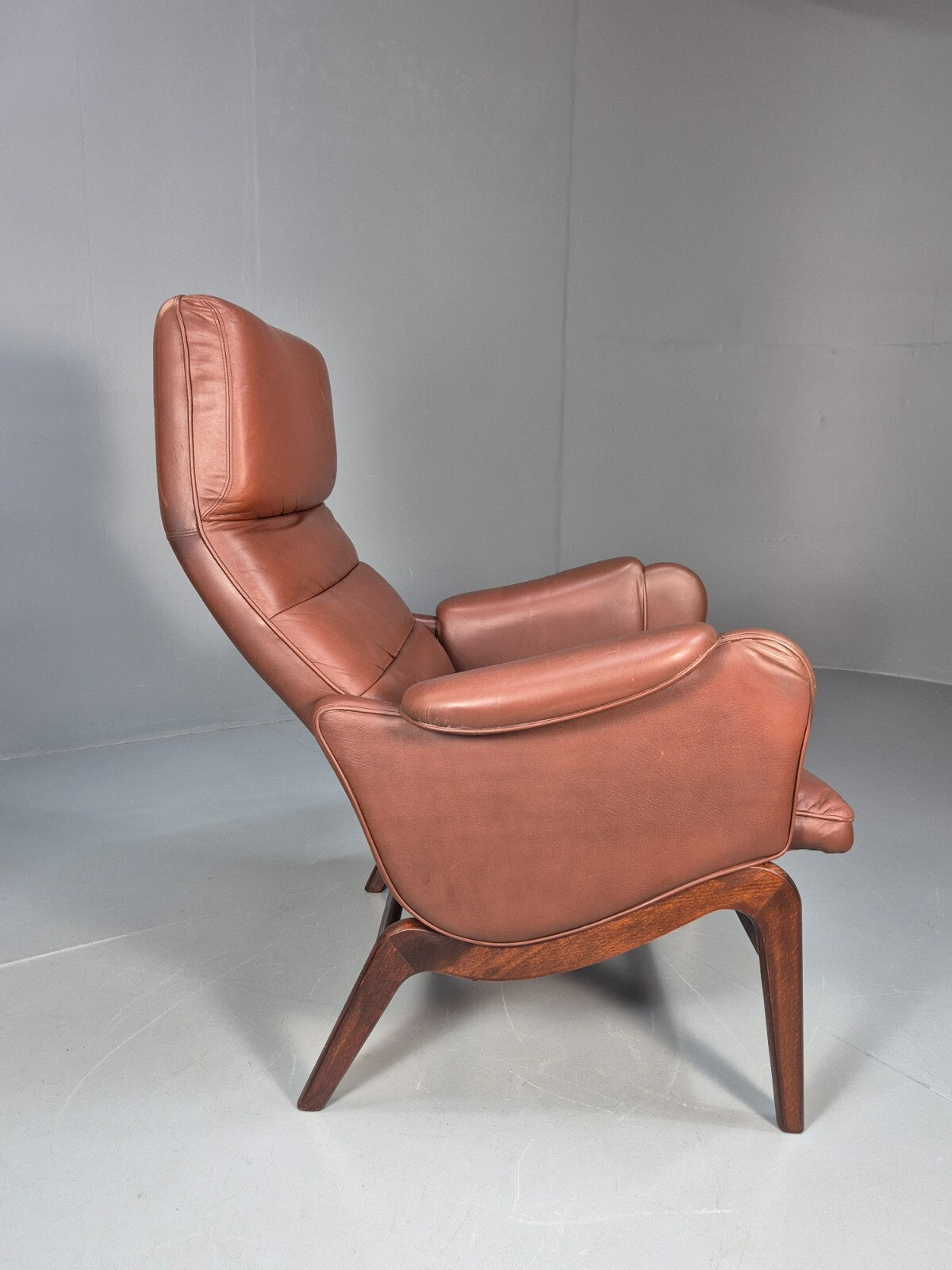 Vintage Danish Brown Leather Lounge Chair 1970s Retro MCM EB9266 MNOR - UKDK FURNITURE