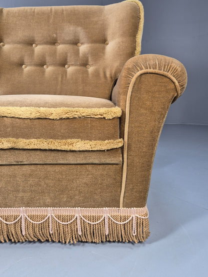 Vintage Gold Velour Danish Lounge Chair Chintzy Kitsch 1970s Retro EB9784 MNOR - UKDK FURNITURE