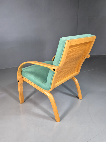 Vintage Danish Lounge Chair Mint Wool Bentwood 1980s Retro EB7352 MBEN - UKDK FURNITURE