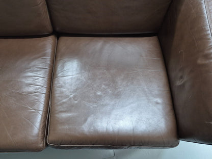 Mid Century Three Seater Sofa Brown Leather Danish Retro 1970s  EB10722 M3SS20