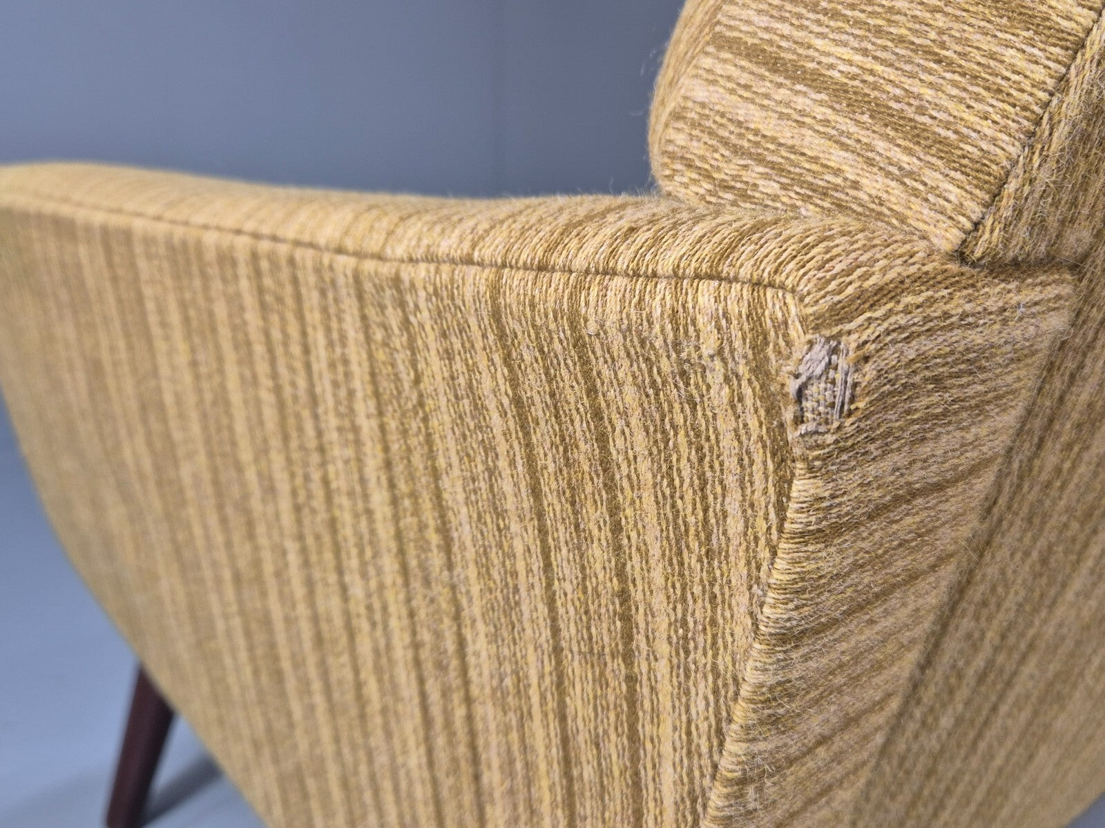 Danish 1960s 4 Seat Sofa Green Wool Teak Legs Retro Mid Century EB9746 M4SS - UKDK FURNITURE