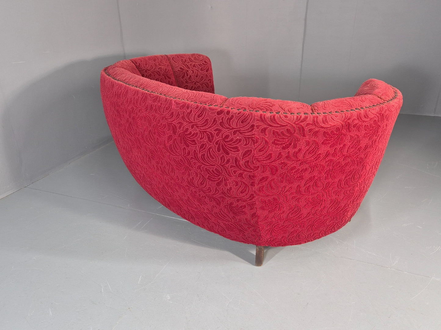 Classic Two Seater Danish Banana Sofa Art Deco 1930s Red Moquette EB10796 V2SS11