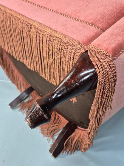 Vintage Danish Art Deco Tub Chair in Pink Velour with Tassels EB9650 VCLO - UKDK FURNITURE