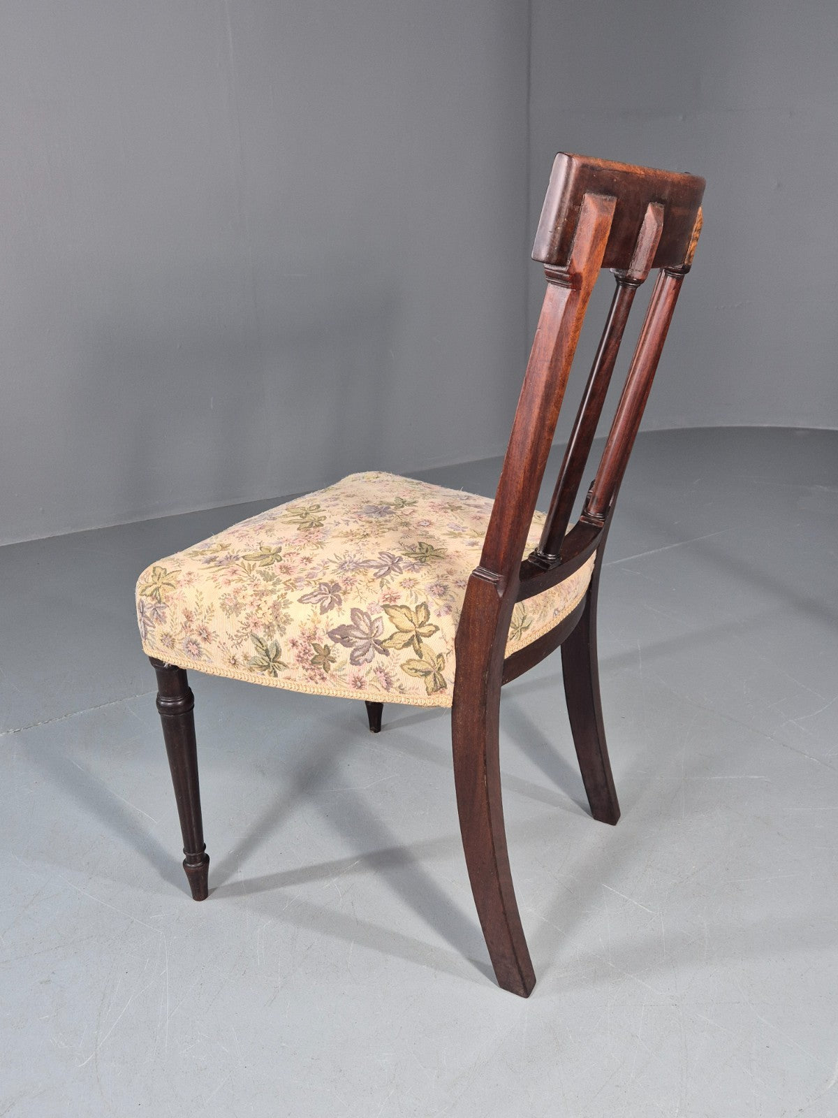 Antique Empire Dining Chair Mahogany Frame Pillared Slats Floral   EB11223 VDIN8