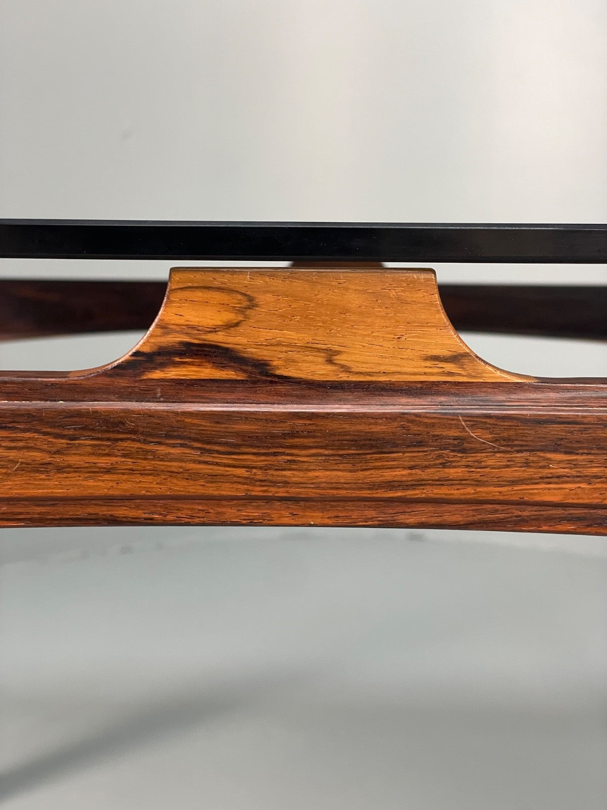 Vintage 1960s Coffee Table Smoked Glass Wood Swedish Mid Century EB11195 MWOO5